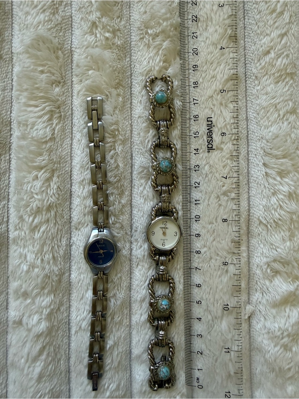 Silver-Tone Bracelet Watch with Turquoise Accents selling both for $50